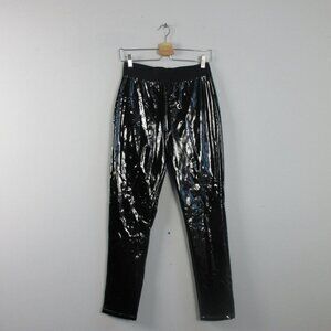 Edikted Vinyl Faux Leather High Rise Trouser Leggings Women L Black Wet Look 246